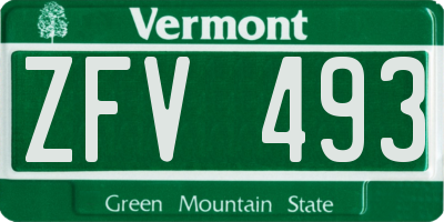 VT license plate ZFV493