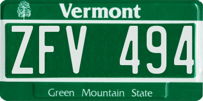 VT license plate ZFV494
