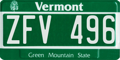 VT license plate ZFV496