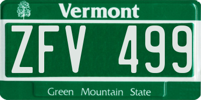 VT license plate ZFV499