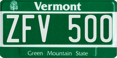 VT license plate ZFV500