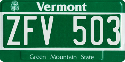 VT license plate ZFV503