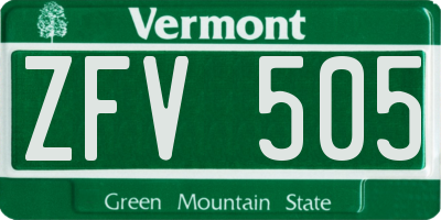 VT license plate ZFV505