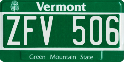 VT license plate ZFV506