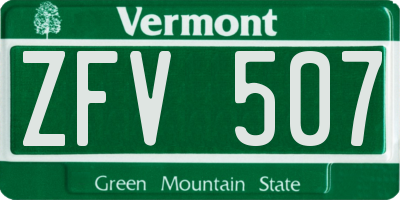 VT license plate ZFV507