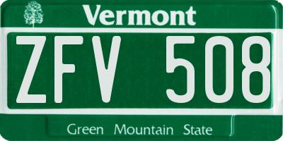 VT license plate ZFV508