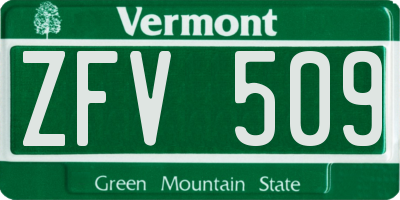 VT license plate ZFV509