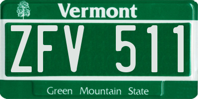 VT license plate ZFV511