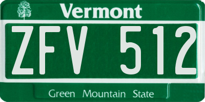 VT license plate ZFV512
