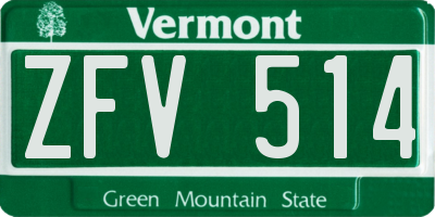 VT license plate ZFV514