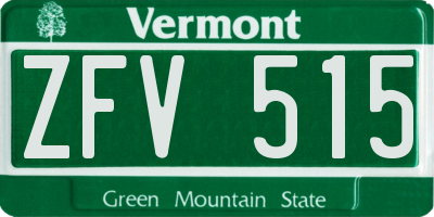 VT license plate ZFV515