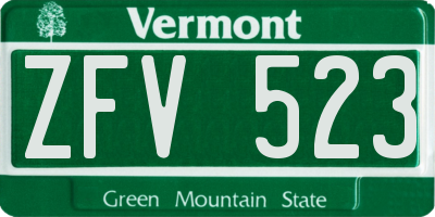 VT license plate ZFV523