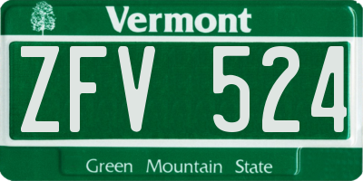 VT license plate ZFV524