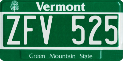 VT license plate ZFV525