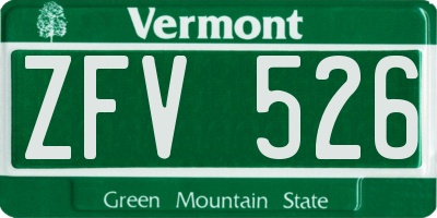VT license plate ZFV526