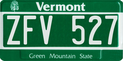 VT license plate ZFV527