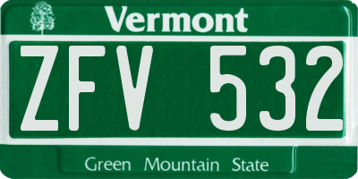 VT license plate ZFV532