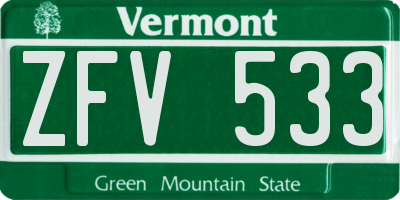 VT license plate ZFV533