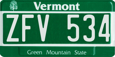 VT license plate ZFV534