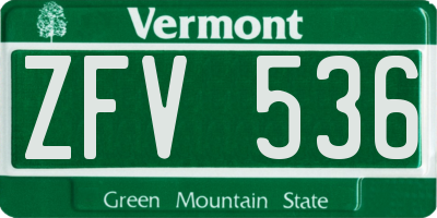 VT license plate ZFV536