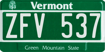 VT license plate ZFV537