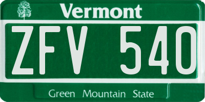VT license plate ZFV540