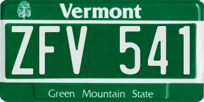 VT license plate ZFV541