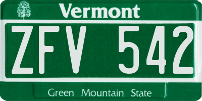 VT license plate ZFV542