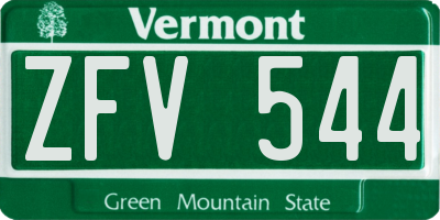 VT license plate ZFV544