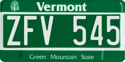 VT license plate ZFV545
