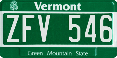 VT license plate ZFV546