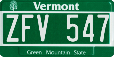 VT license plate ZFV547