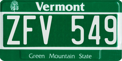 VT license plate ZFV549