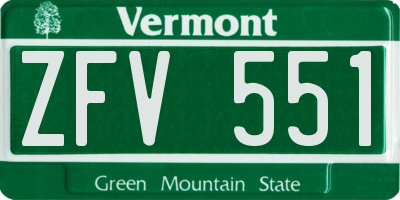 VT license plate ZFV551