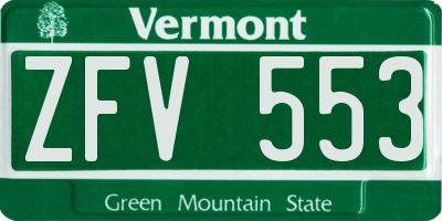 VT license plate ZFV553