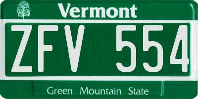 VT license plate ZFV554