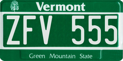 VT license plate ZFV555