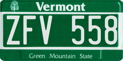 VT license plate ZFV558