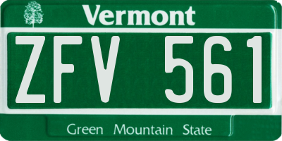 VT license plate ZFV561