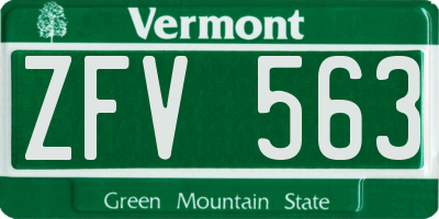 VT license plate ZFV563