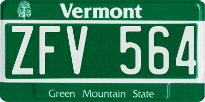 VT license plate ZFV564
