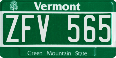 VT license plate ZFV565