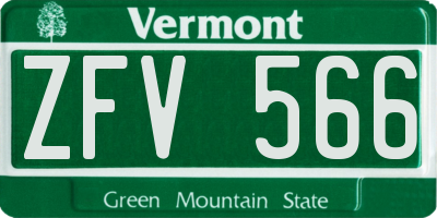 VT license plate ZFV566