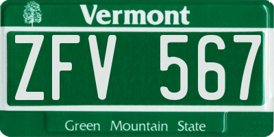 VT license plate ZFV567