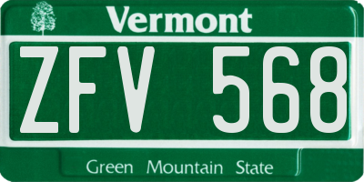 VT license plate ZFV568