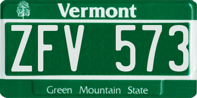 VT license plate ZFV573