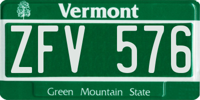 VT license plate ZFV576