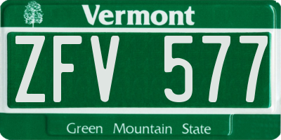 VT license plate ZFV577