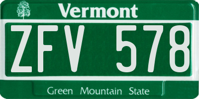 VT license plate ZFV578