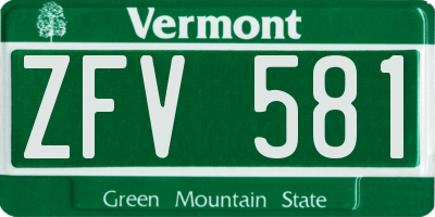 VT license plate ZFV581